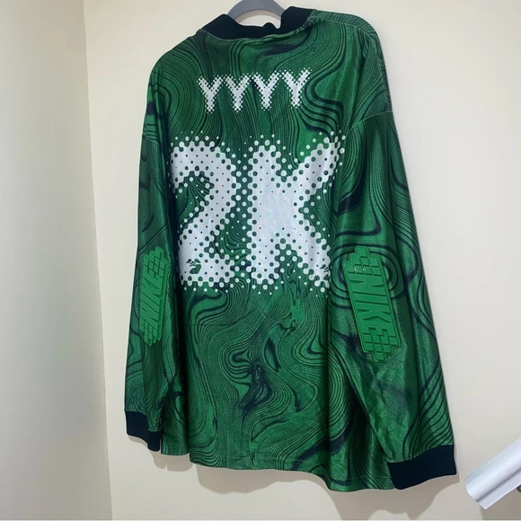 Nike x Off-White Allover Print Kelley Green long sleeve Jersey tags cut off mens - Picture 16 of 16